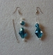 Kit création de boucles d'oreille perles losange acrylique bleu pétrole 