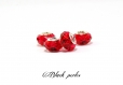 Perle style pandora, européenne à grand trou 5mm, facettes, en plastique, rouge transparente- ppfp9 