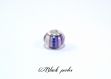 Perle style pandora, grand trou 5mm, acrylique, rayée- ppa25 bleu 