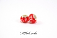 Perle style pandora, grand trou 5mm, acrylique, noël- ppa19 rouge 