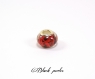 Perle style pandora, grand trou 5mm, acrylique, fleurs rose rouge- ppa5 rose 