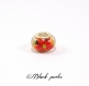 Perle style pandora, grand trou 5mm, acrylique, fleurs lys orange- ppa5 lys 