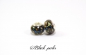 Perle style pandora, grand trou 5mm, acrylique, noir à motifs - ppa9 