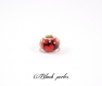 Perle style pandora, grand trou 5mm, acrylique, rouge noire, coeurs- ppa14 rouge 