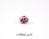 Perle style pandora, grand trou 5mm, acrylique, rose noire, coeurs- ppa14 rose 