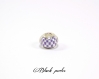 Perle style pandora, grand trou 5mm, acrylique, blanche et violette, carreaux- ppa13 blanc 