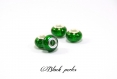 Perle style pandora à grand trou 5mm, petits losanges, acrylique, verte foncée- a35 