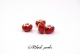 Perle style pandora, européenne à grand trou 5mm, rayures, en acrylique, rouge- a34 