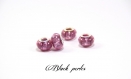 Perle style pandora, européenne à grand trou 5mm, rayures, en acrylique, rose - a33 