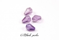 Perle goutte à facettes, violette, en verre x4- pg3 