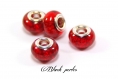 Perle style pandora, avec petits losanges, en acrylique, rouge - a2 