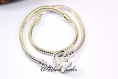 Bracelet style pandora en plaqué argent 925, 18cm, maille serpent, fermoir à clip- b3 