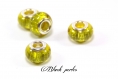 Perle style pandora, avec rayures, en acrylique, jaune - a12 