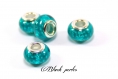 Perle style pandora, avec petits losanges, en acrylique, turquoise - a13 