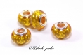 Perle style pandora, avec petits losanges, en acrylique, couleur or- a16 