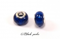Perle style pandora, charm avec petits losanges, en acrylique, bleue roi- a26 