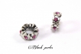 Perle charm style pandora, en métal avec petites fleurs, et strass rose transparent - m99 
