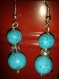 Boucle d'oreilles pendantes de couleurs turquoise 