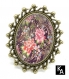 Bague bronze antique ovale motif floral 