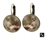 Boucles d'oreilles dormeuses bronze antique rondes motif couturière vintage 