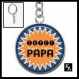 Porte clés couleur argentée cabochon 25 mm en résine motif super papa ( 1911 ) - texte, fête des pères, père 
