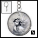 Porte clés couleur argentée cabochon 25 mm en résine motif bel ange ( 1916 ) - angel, ailes, paradis 