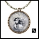 Collier couleur bronze avec pendentif rond + chaine motif bel ange ( 1916 ) - angel, ailes, paradis 