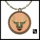 Collier couleur bronze avec pendentif rond + chaine motif cerf ( 1171 ) - animal, animaux 
