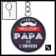 Porte clés couleur argentée cabochon 25 mm en résine motif le meilleur papa de l'univers ( 1858 ) - texte, fête, père 