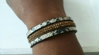 Bracelet strass style léopard en cuir 