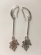 Boucles d'oreilles métal argenté feuilles en métal argenté 