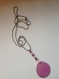 Collier sautoir chaîne billes perles cristal et pendentif tagua rose 