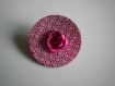 Broche bouton de nacre fuchsia et sa rose métallique