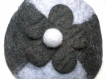 Porte-monnaie rond en laine bouillie noir et gris