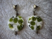 Boucles d'oreilles bronze boutons fleuris verts