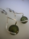 Boucles d'oreilles perles rondes magiques verte olive
