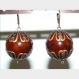 Boucles d'oreilles perle ronde en céramique marron