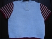 Pull enfant coton manches courtes motif abeille tricoté main 