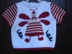 Pull enfant coton manches courtes motif abeille tricoté main 