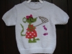 Pull bébé en coton manches courtes tricoté main motif souris 