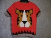 Pull fille en coton tricoté main motif tigre 
