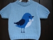 Pull bébé en coton manches courtes motif oiseau fait main 
