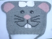 Bonnet pour bébé tricoté main tête d'animal : souris de la taille naissance à 2 ans 