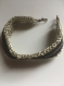 Bracelet cordons noir et argenté satin tressé à customiser 
