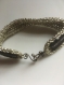 Bracelet cordons noir et argenté satin tressé à customiser 