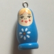 Pendentif poupée russe en bois bleu x1 
