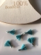 Lot de 2 breloques mini pompons coton bleu canard anneau argenté 1cm 