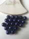 Perles nacrées rondes en bleu nuit percées lot de 5 exemplaires 