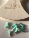 Lot de 2 breloques mini pompons coton vert d'eau anneau argenté 1cm 