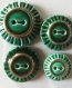 4 boutons en céramique forme ronde vert et doré 3 tailles 